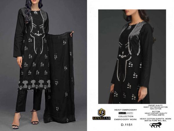 Keval Fab Black & White Collection Embroidery Work Suits Collection